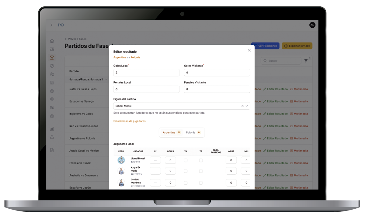 Dashboard TorneoClick